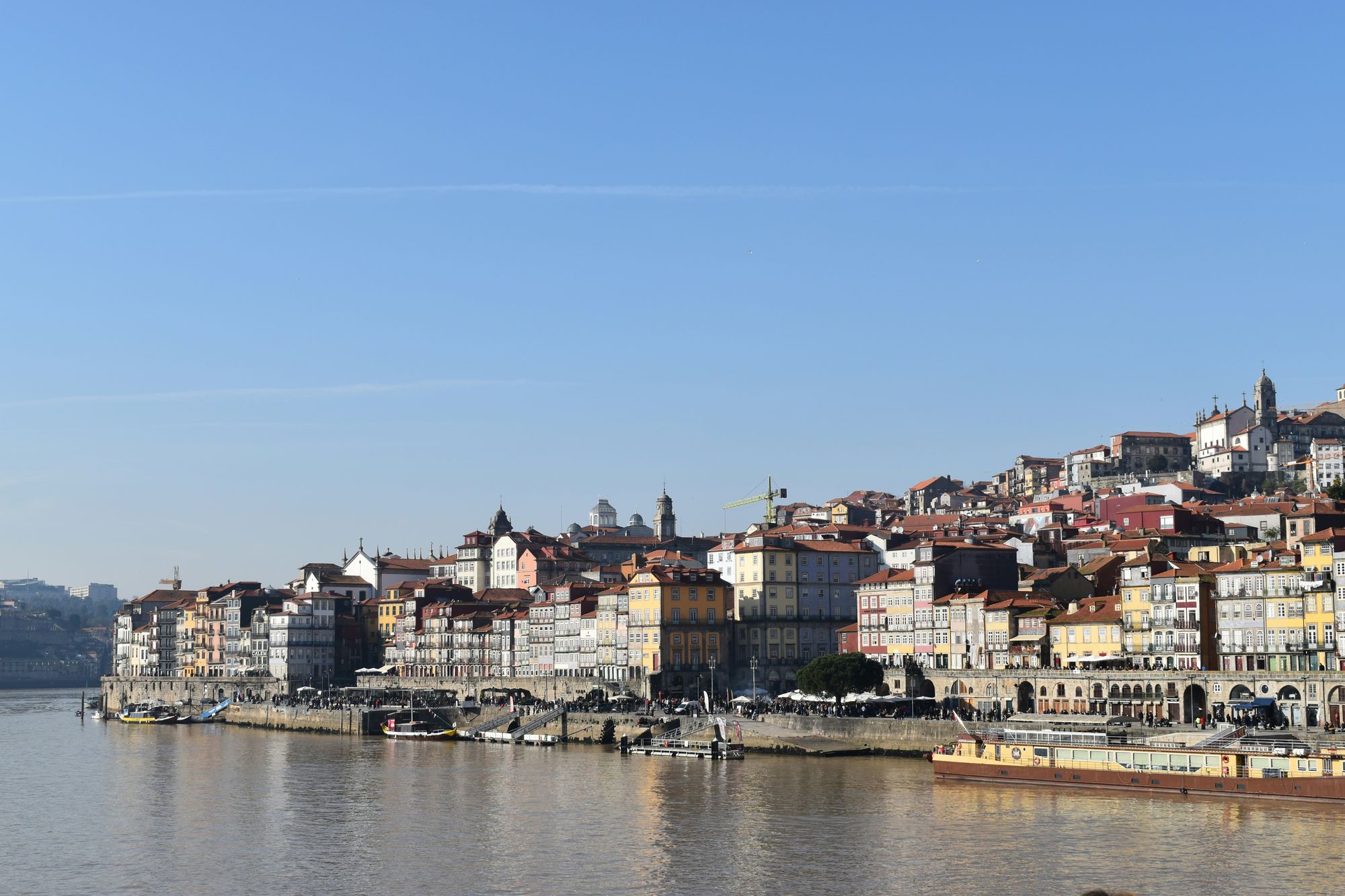 Porto’s Ribeira riverfront reflected in the Douro